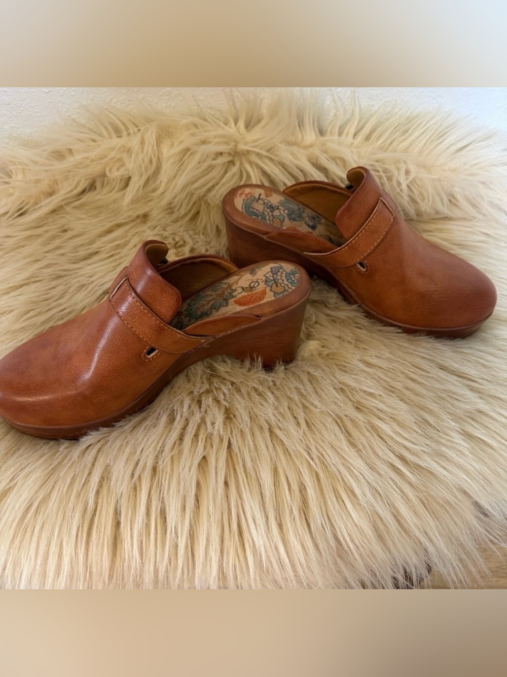 BOC Brown Faux Leather Clogs